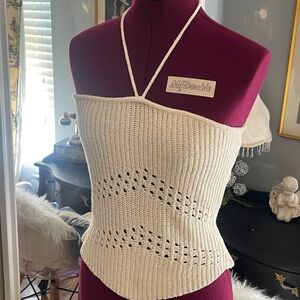 Zara White Knit Halter Tank Top